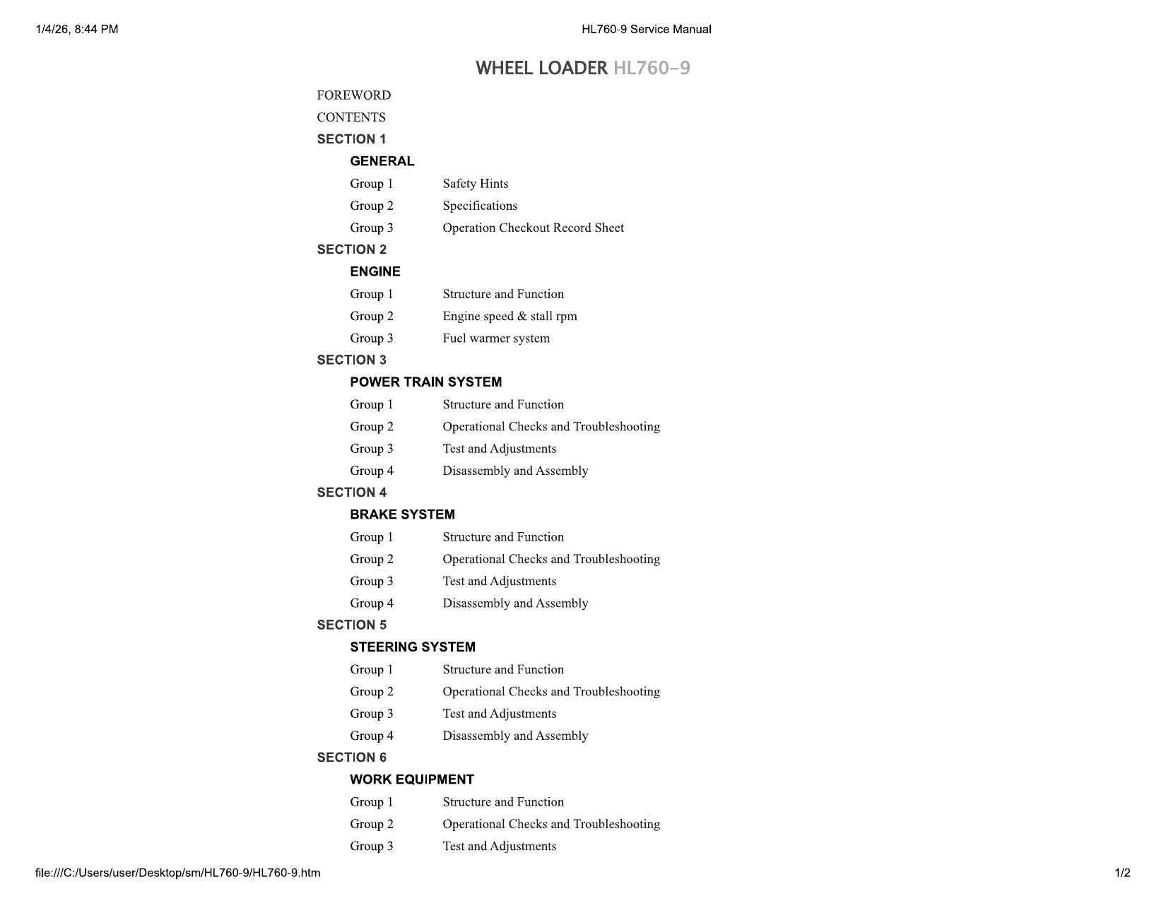 HL760-9 Service Manual